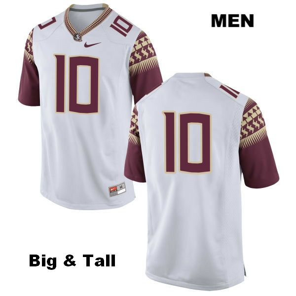 Men's NCAA Nike Florida State Seminoles #10 Calvin Brewton College Big & Tall No Name White Stitched Authentic Football Jersey TTZ6369NW
